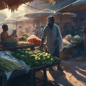 卖蔬菜农民正在买菜的妇女插画