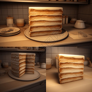 分层蛋糕切面3d图片