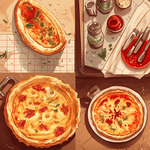 pizza乳蛋饼烘焙插画插画