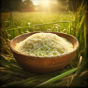 水稻田中的大米产品图片