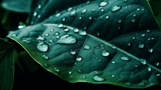 雨后沾满水珠的绿叶背景图片