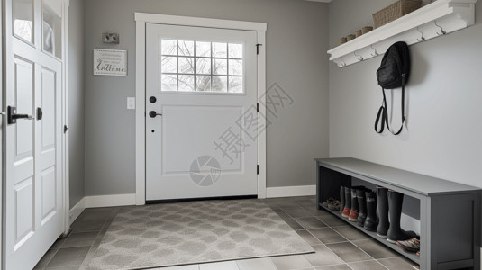 浅灰色简洁简洁房屋门口玄关设计图片