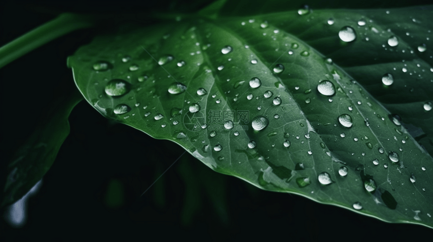 养眼的雨后叶片图片