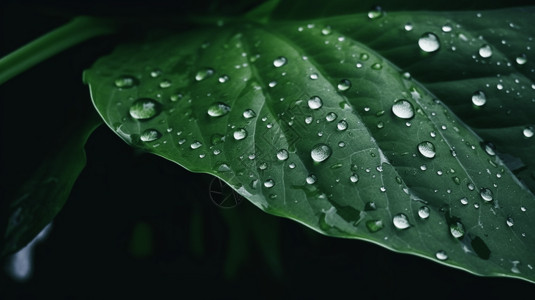 养眼的雨后叶片图片