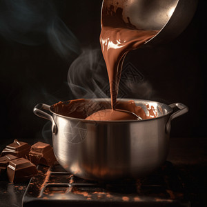酱料制作融化巧克力的过程背景