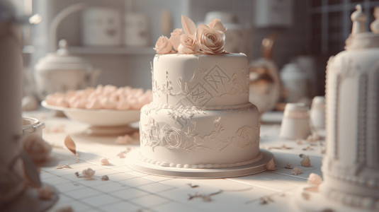 多层蛋糕婚礼蛋糕3D模型背景