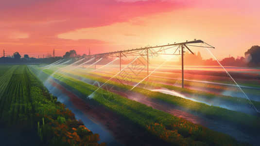 灌溉系统地下管道农作物灌溉场景插画