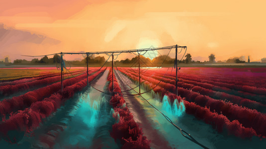 农作物灌溉概念插画图片