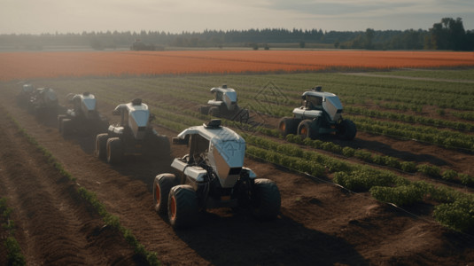 现代机器收割农作物图片