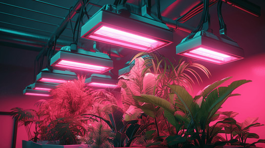 智能照明实验室智能植物照明插画