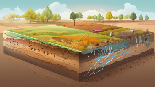深层地下水科技智能土壤管理图像展示插画