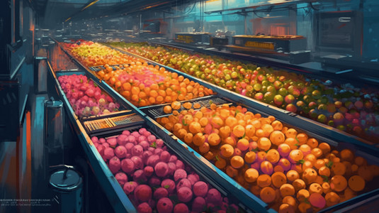 水果摊上的水果超市上的各种水果插画