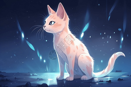 星空下的小猫背景图片