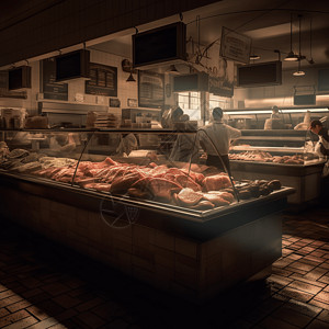 肉类柜台橱窗里正在售卖的肉类背景