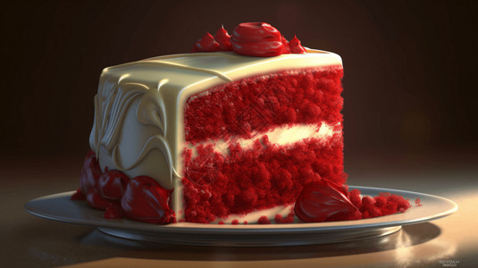 细腻的红丝绒蛋糕背景图片