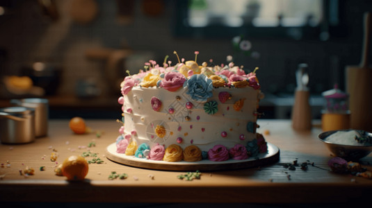 彩色奶油学习蛋糕制作艺术的完美方法是通过身临其境的3D动画。背景