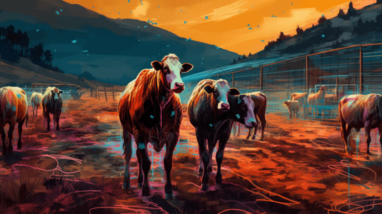 监控系统智能牲畜跟踪系统插画
