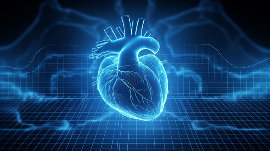 心脏图心脑血管蓝色高清图片
