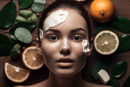 面部清洁产品女生使用天然产品清洁面部皮肤背景