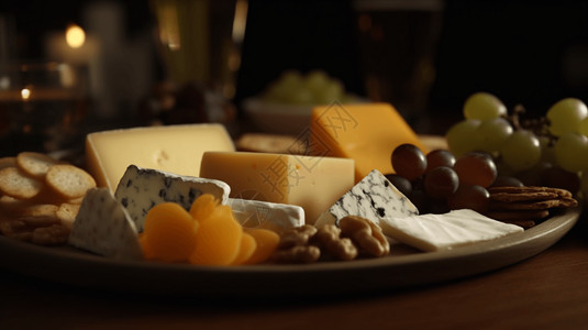 一盘子美味的奶酪的拼盘图片