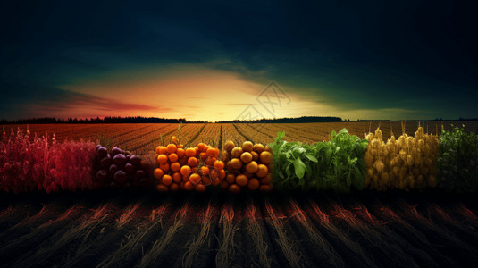 果蔬种植转基因技术种植的农作物插画