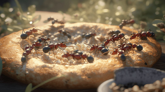 入侵野餐的蚁群高清图片