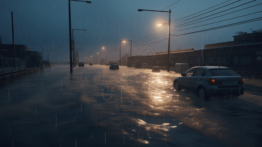 暴雨后的公路背景图片