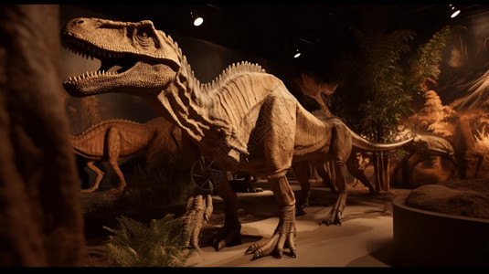 物种进化科学馆恐龙展览插画