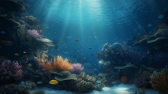 海洋绘画素材海洋中的鱼类背景