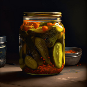 玻璃储存罐手绘辣萝卜泡菜背景