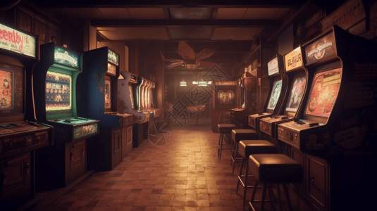 8090年代的游戏厅背景图片