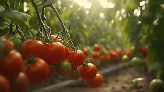 温室中的番茄田高清图片