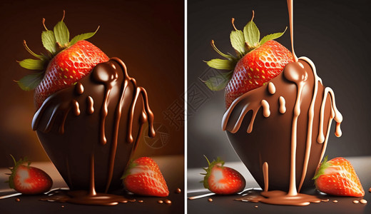 草莓蛋糕甜品巧克力覆盖的甜品设计图片