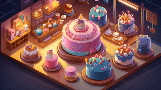 蛋糕店的各种款式蛋糕主题背景图片