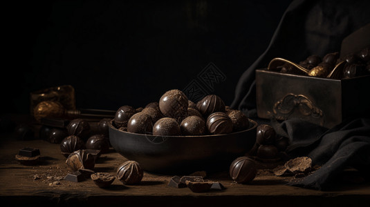 美食宣传易拉宝松露巧克力美食产品图背景