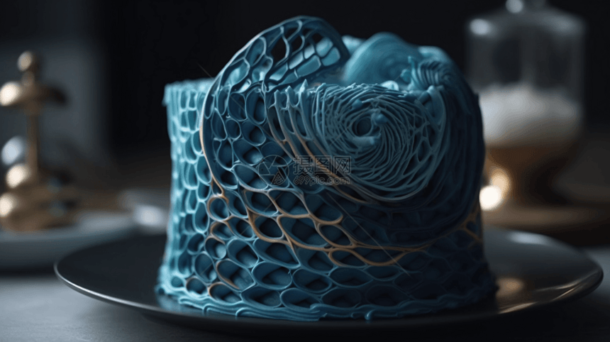 3D立体蓝色蛋糕图片