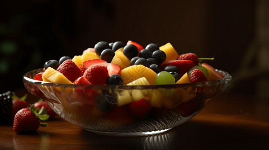 新鲜切好的水果碗高清图片
