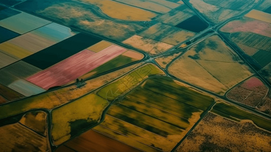 灌溉渠道农田沟渠俯瞰图背景