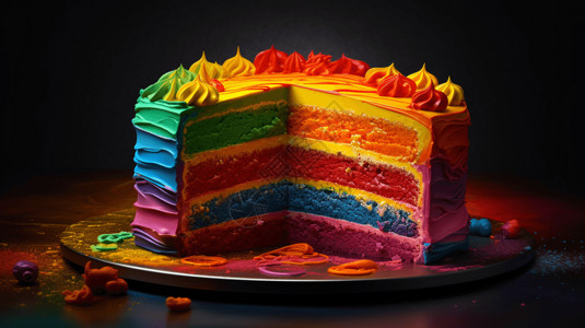 大胆开放绚烂的彩虹蛋糕背景