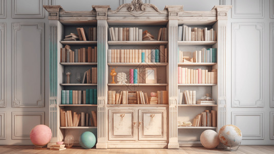 欧式书柜童心未泯的书柜设计图片
