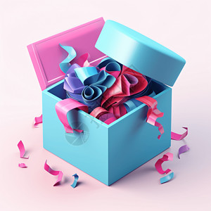 打开的礼品盒3D礼品盒icon插画