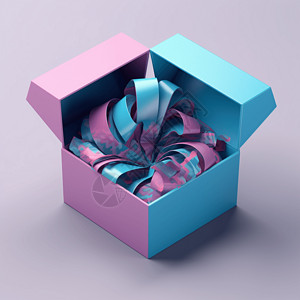 粉红色礼品盒3D礼品盒模型插画