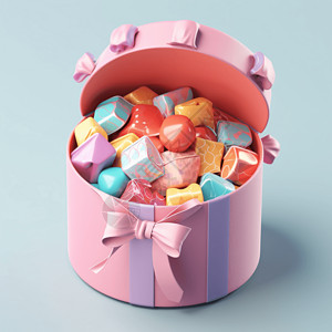 3D礼品盒打开圆形礼品盒概念cion插画