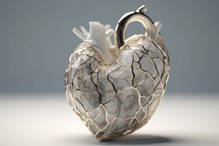 银茶壶艺术心脏器官插画