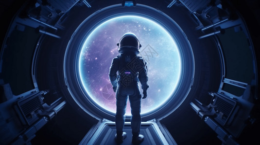 太空舱中的宇航员背景图片