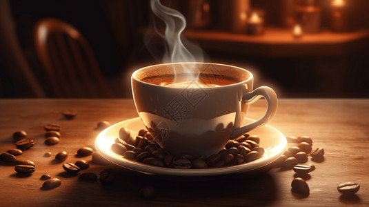 一杯冒着热气的咖啡设计图片