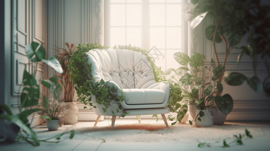 室内绿化植物客厅的沙发设计图片