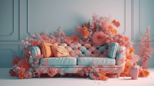 创意马卡龙色创意彩色梦幻沙发设计图片