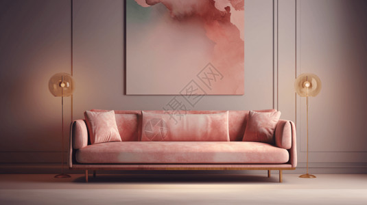 粉色柔美沙发装饰画图片