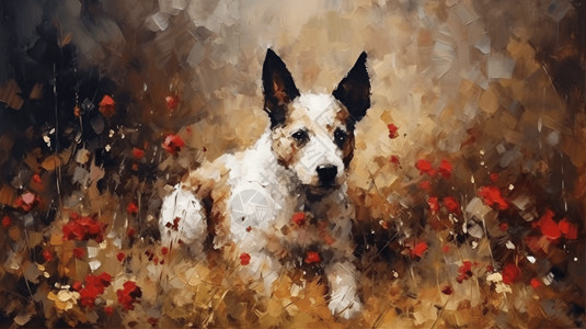 油画风格的狗背景图片